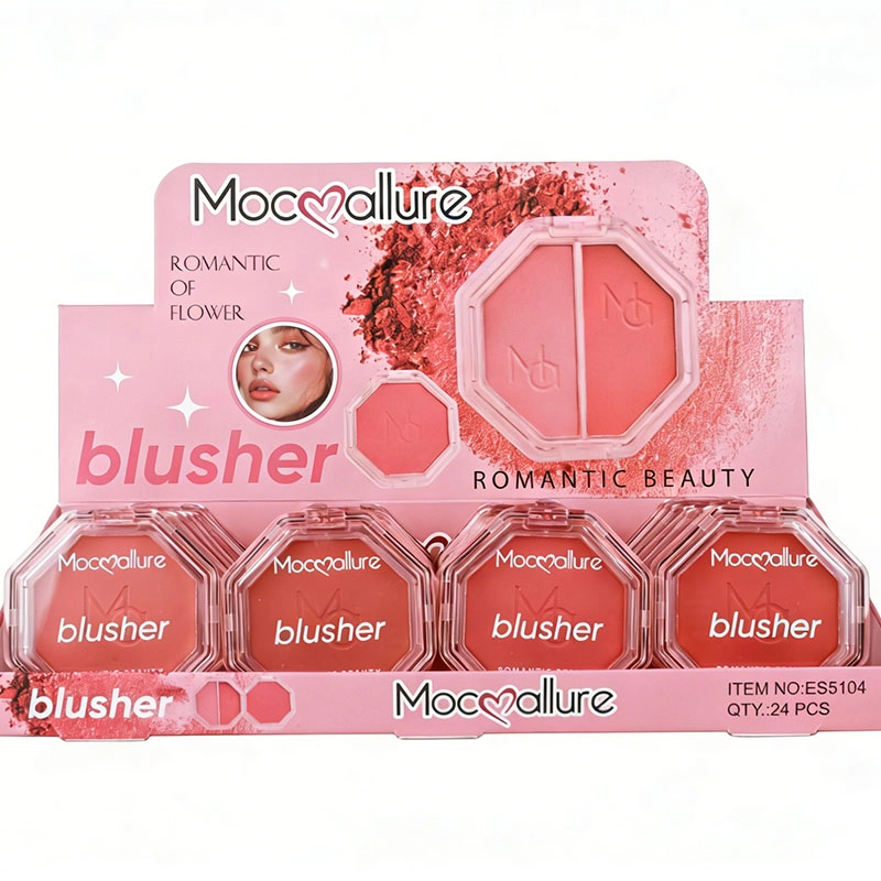 Mocoallure Blush-5104 wholesale blusher display with pink compact packaging