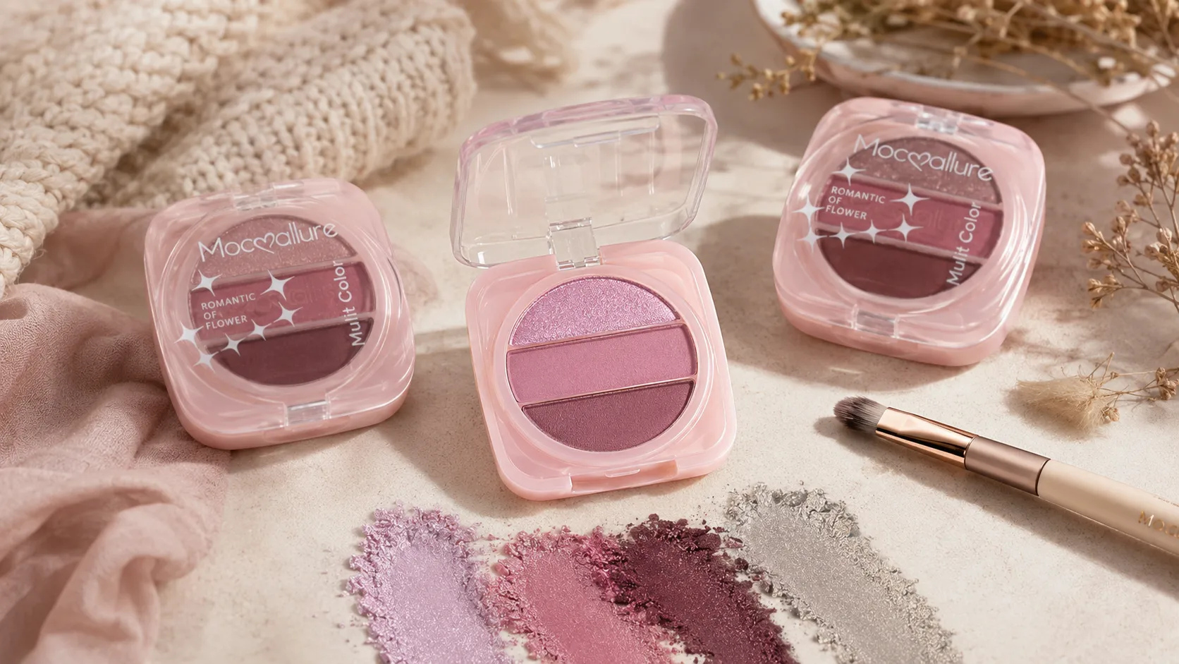 mocoallure private label eyeshadow palette plum shimmer